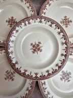 Lot de 5 assiettes creuses Terre de Fer Clairefontaine Rouen sépia Xixe