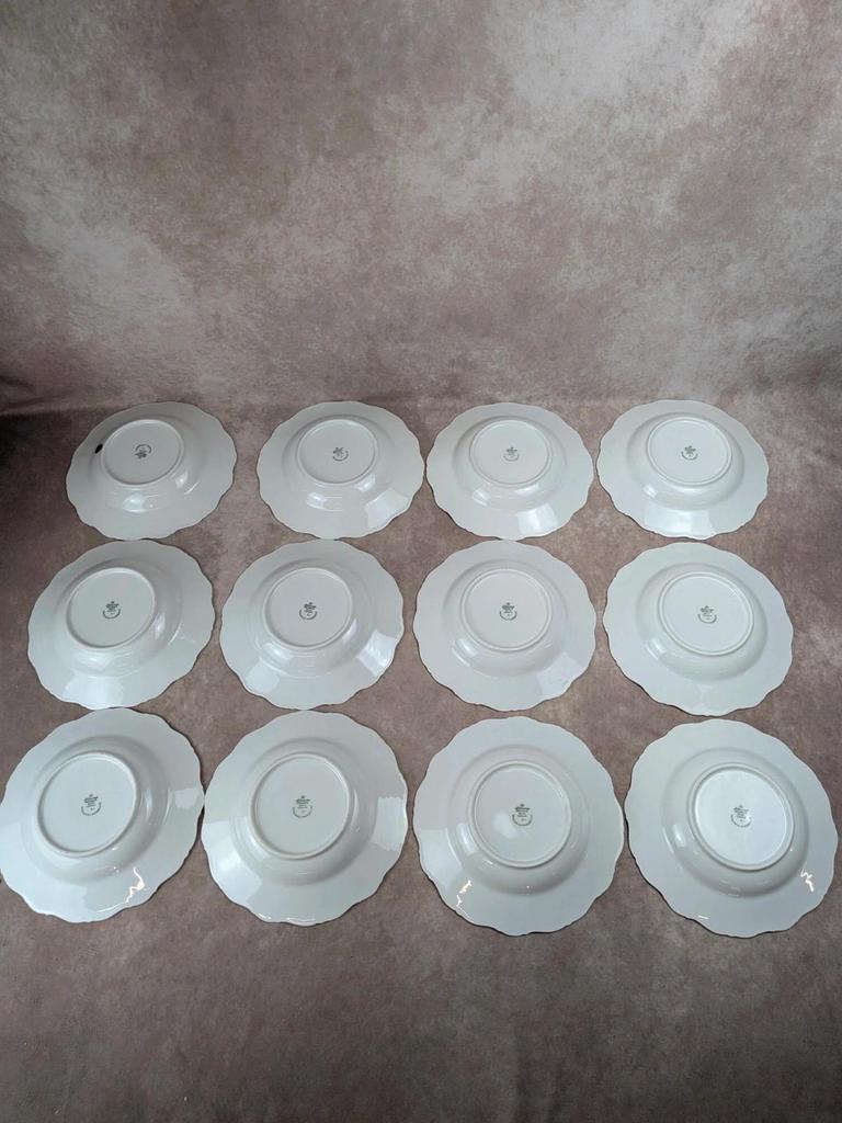 Lot de 12 assiettes creuses Seltmann Weiden Bavaria Theresia rouge