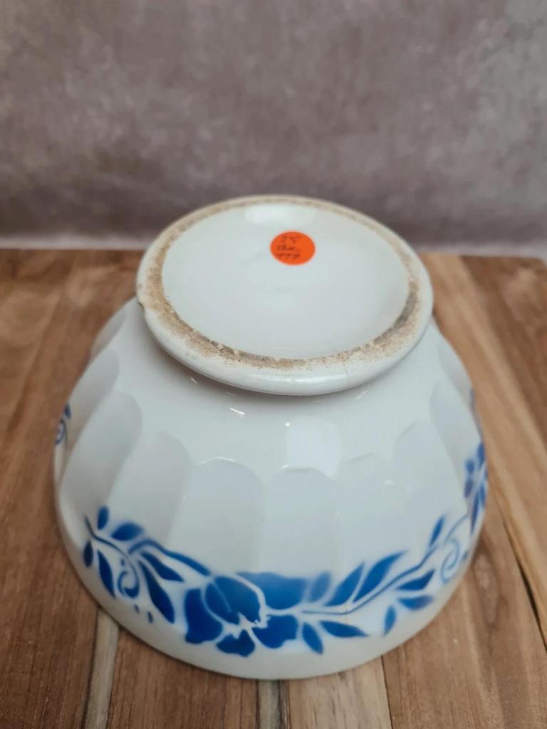 Paire de bols anciens Terre de fer décor floral bleu 💙
