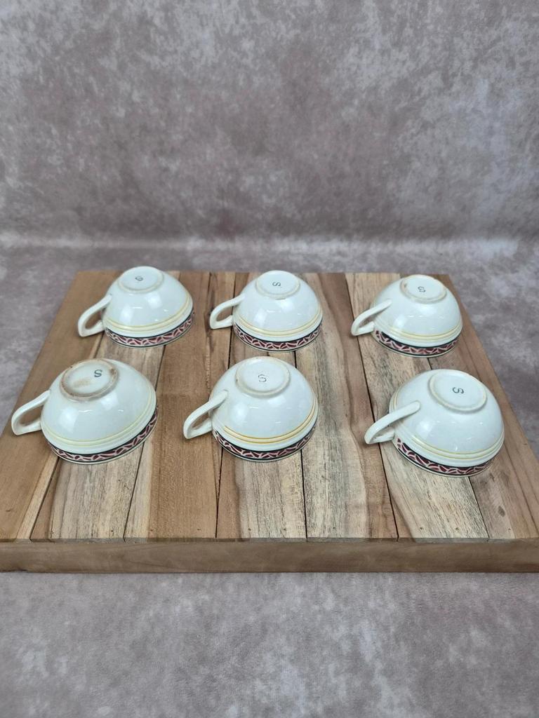 Lot de 6 tasses et sous-tasses vintage Saint-amand modèle Monaco