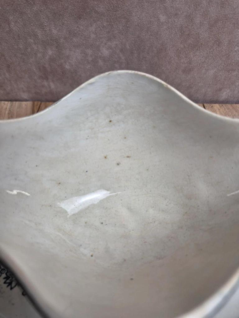 Saucière terre de fer Saint-amandinoise modèle Margot – décor bleu ancien