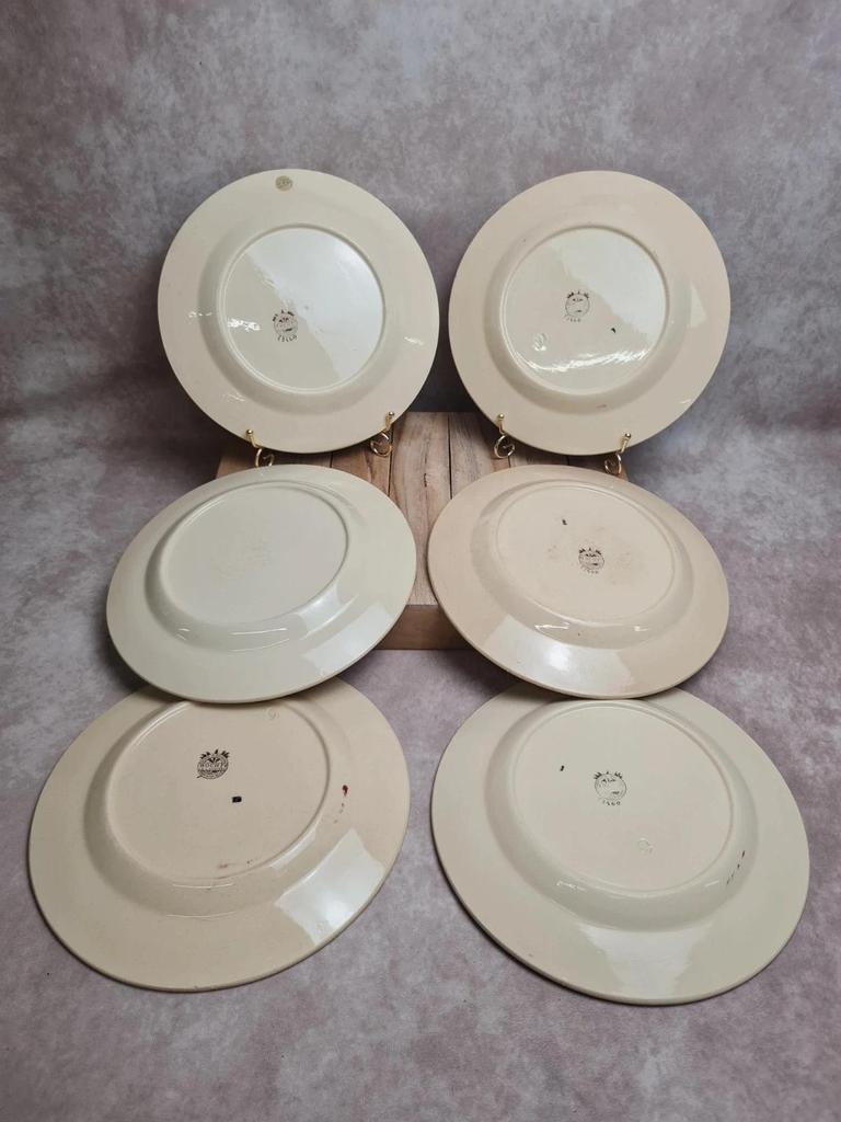 Lot de 6 assiettes plates Boch La Louvière Belgique modèle 2460 décor cerises polychrome