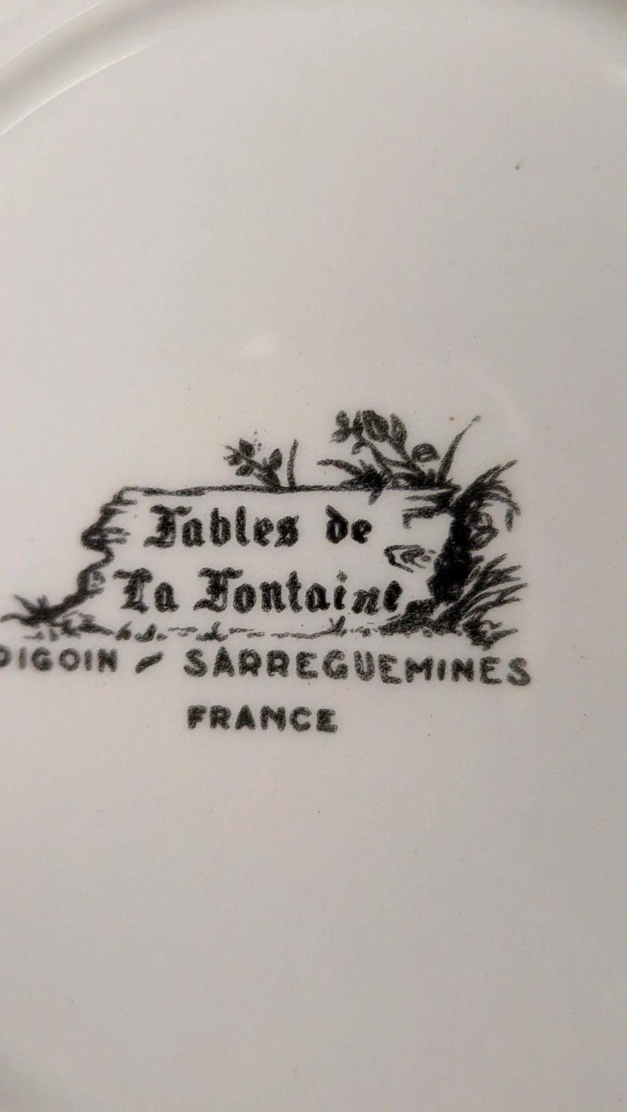 Assiette Sarreguemines Fables de La Fontaine, Le Chat