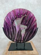 Vase décoratif en verre peint Acapulco 🌸 art verrier sur socle métal