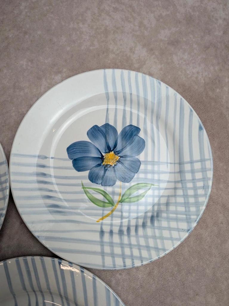 Lot de 3 assiettes à dessert Terre de fer Digoin Sarreguemines Valentin peintes à la main