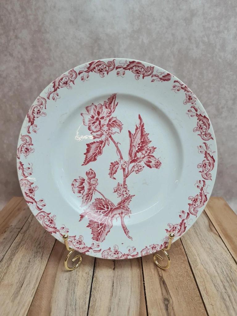 Assiette ancienne Saint-amand modèle Richelieu rouge – charme vintage 🌿