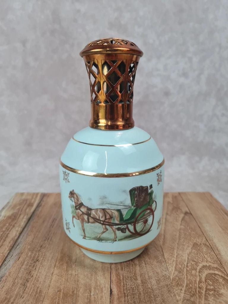 Lampe Berger ancienne en porcelaine St-méen 🎨 Scènes équestres 🐎 Années 50/60