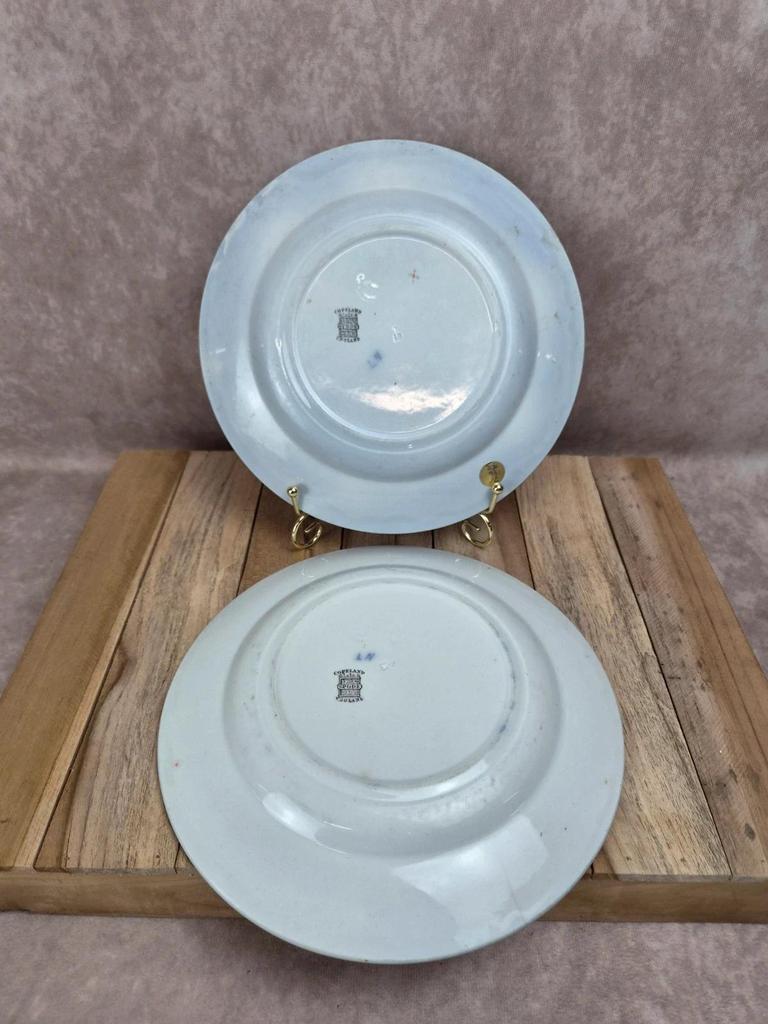 Lot de 2 assiettes plates / semi-creuses vintage Copeland England – décor japonisant