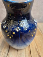 Petit pot à lait ancien Kg Lunéville bleu cobalt décor émaillé en relief