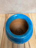 Vase boule vintage en céramique émaillée bleu attribué à Aldo Londi pour Bitossi
