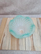 Abat-jour ancien tulipe verre opalin turquoise 💡 déco vintage années 30-50