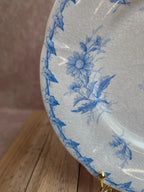Assiette ancienne Gien Liserons – Décor oiseaux et fleurs bleu