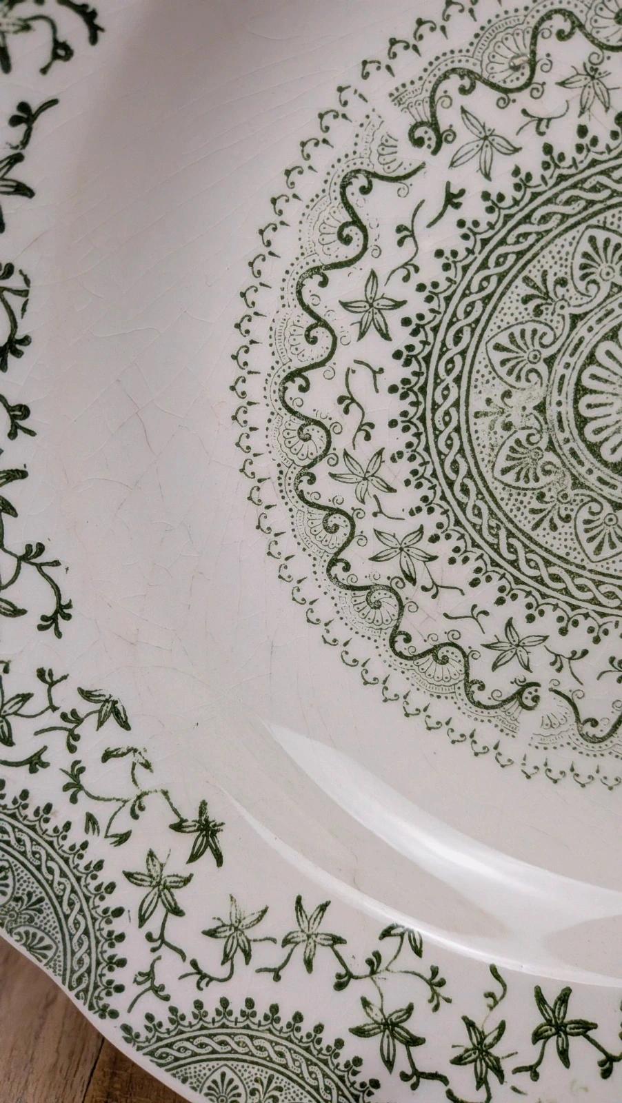 Assiette creuse vintage Fine Ware décor vert romantique