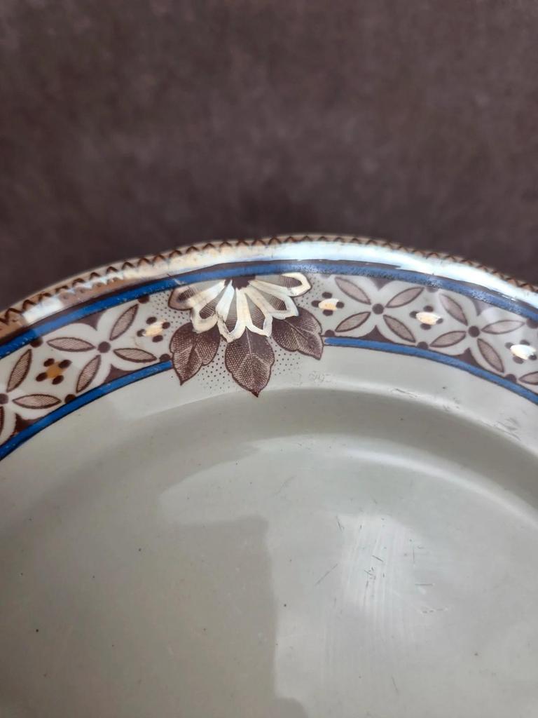Compotier ancien Creil et Montereau B & Cie – faïence fine polychrome Xixe