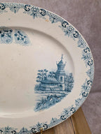 Plat ovale ancien Terre de fer Hb&c modèle Saïgon décor asiatique