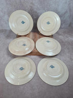 Lot de 6 assiettes plates anciennes – Vieillard & Cie Bordeaux, modèle Clématite 💙 Terre de Fer