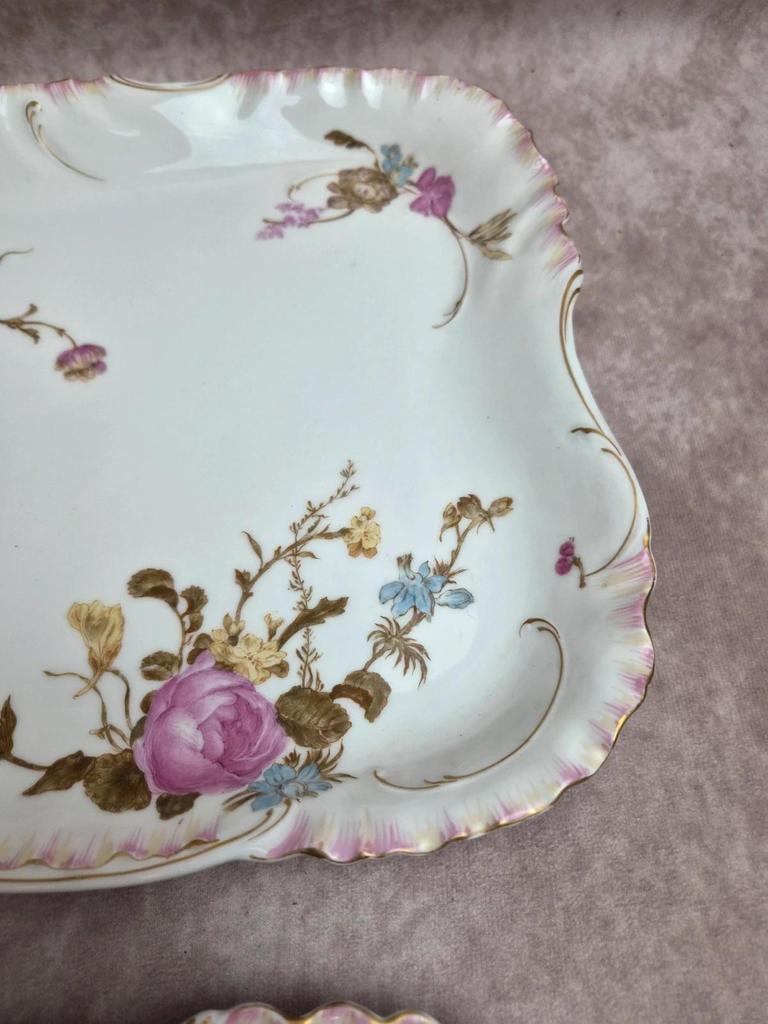 Paire de grands plats Haviland Limoges pour Vermont Marin Paris vers 1890