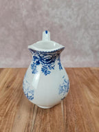 Petit pichet ancien K.g Lunéville 🇫🇷 modèle Toile de Jouy, décor bleu « Spécial Grand Feu »
