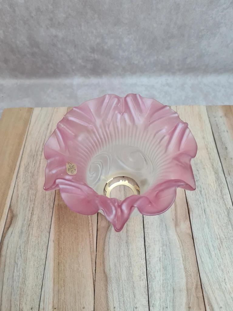 Abat-jour ancien en verre dépoli rose 🌸