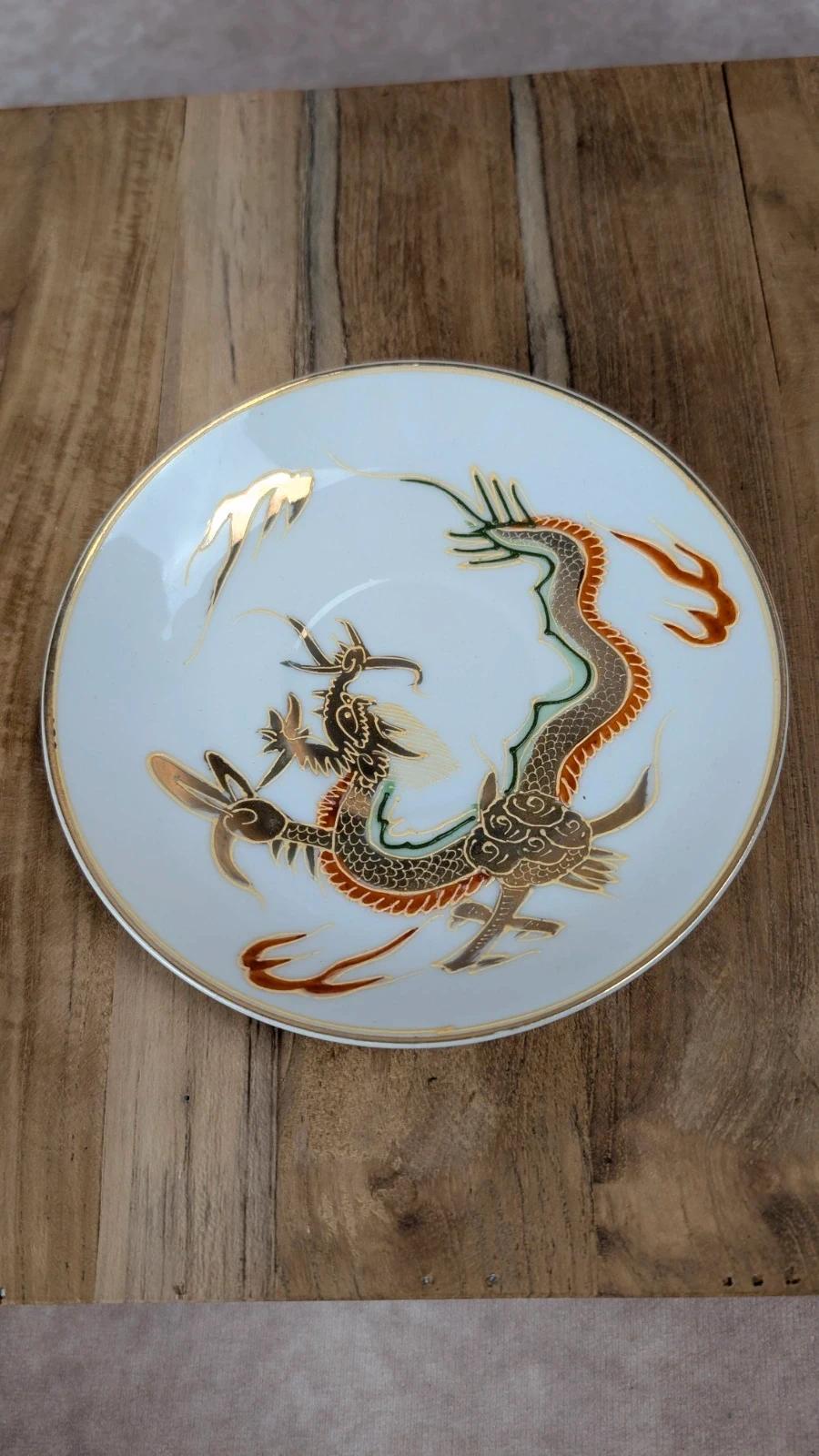 Tasse & soucoupe vintage – motif dragon & lithophanie