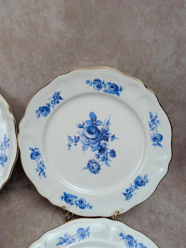 Lot de 10 assiettes plates Moulin des Loups Orchies – modèle Sully – fleurs bleues