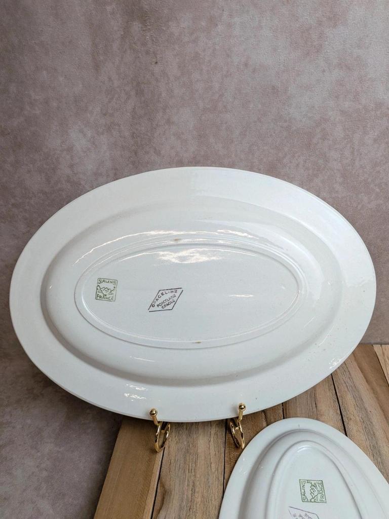 Lot de 3 plats ovales Opaceline Salins liseré doré vintage