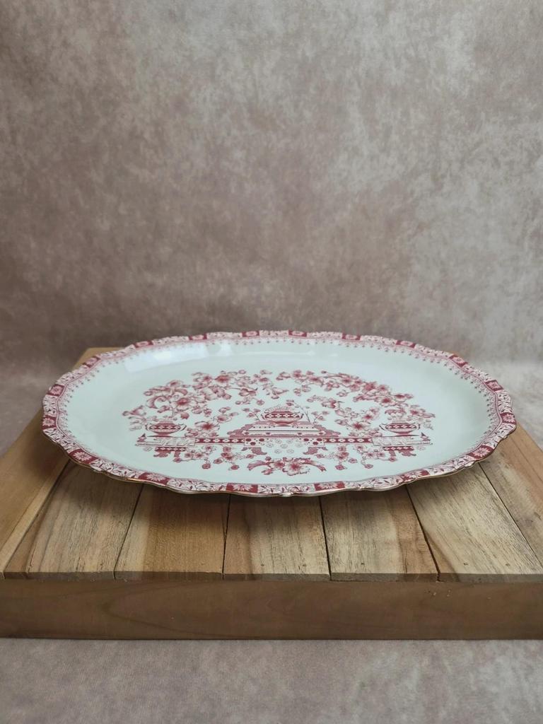 Grand plat ovale Seltmann Weiden Bavaria Theresia rouge – Porcelaine allemande vintage