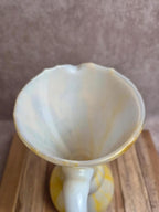 Grand pichet aiguière en verre soufflé italien jaune et blanc – années 60/70