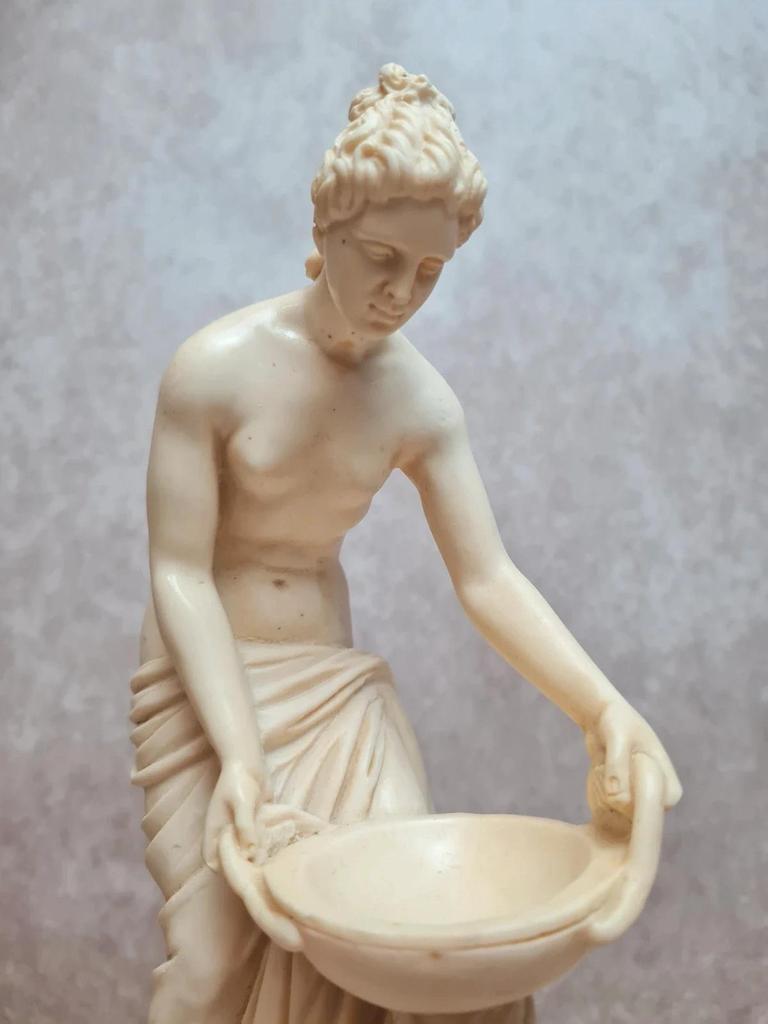 Statue vintage Santini femme antique – sculpture italienne sur socle marbre 26 cm