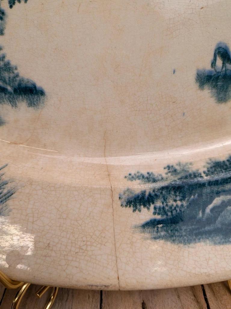 Grand plat ovale Terre de Fer Jules Vieillard Bordeaux modèle aquatique