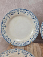 Lot de 6 assiettes plates anciennes Creil et Montereau, Service La Vallières, 23 cm