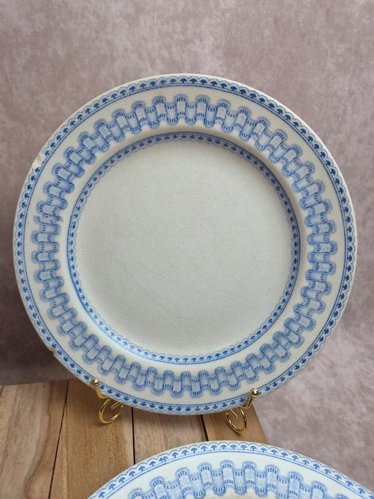 Lot de 4 assiettes plates anciennes anglaises B.p.w.&m. Milan – Terre de fer