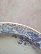 Plat creux Terre de fer Creil et Montereau modèle Bouquet 🌿 décor floral bleu
