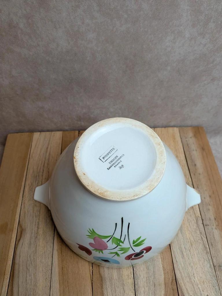 Soupière ancienne en terre de fer Digoin Sarreguemines – Modèle Poupette – Vintage