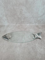 Dessous - de - plat poisson en verre & métal argenté 🐟