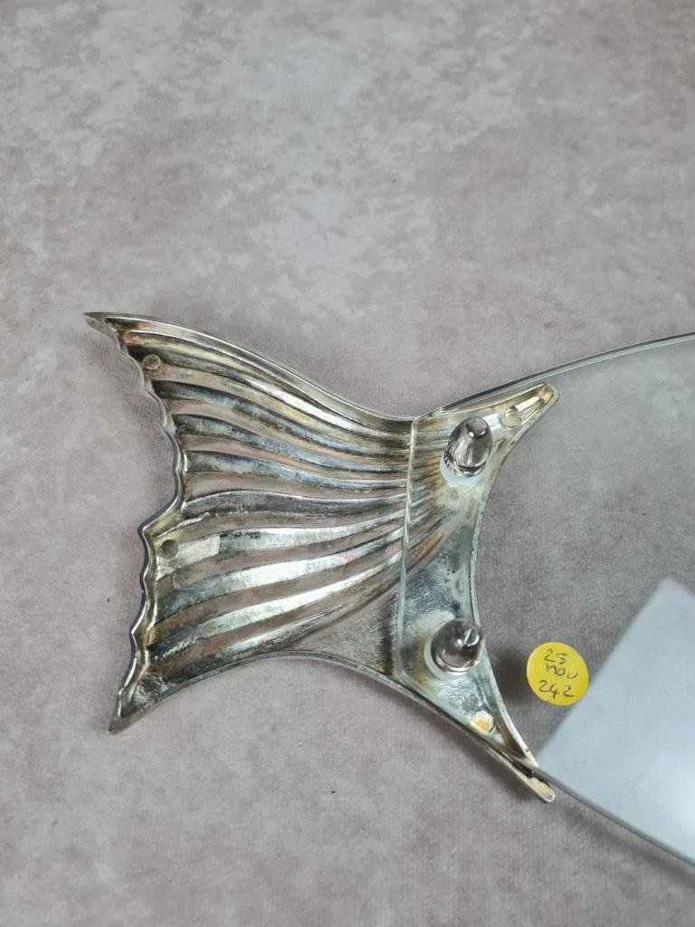 Dessous - de - plat poisson en verre & métal argenté 🐟
