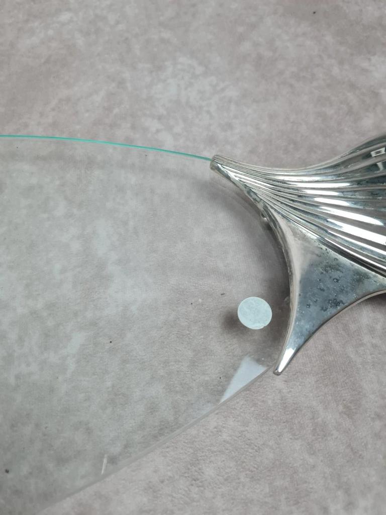 Dessous - de - plat poisson en verre & métal argenté 🐟