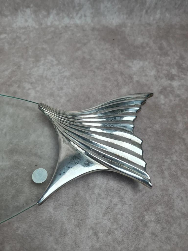 Dessous - de - plat poisson en verre & métal argenté 🐟