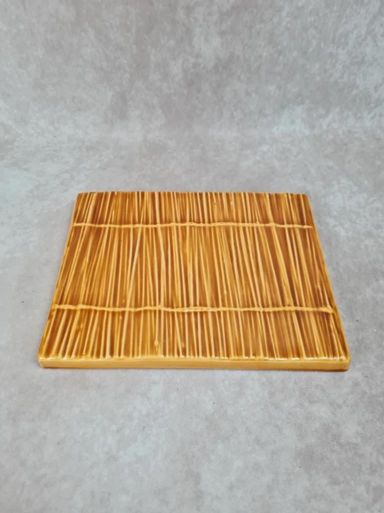 🍂 Dessous de plat vintage en faïence motif paille / osier