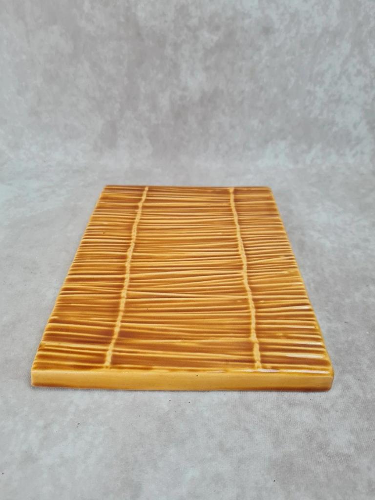 🍂 Dessous de plat vintage en faïence motif paille / osier