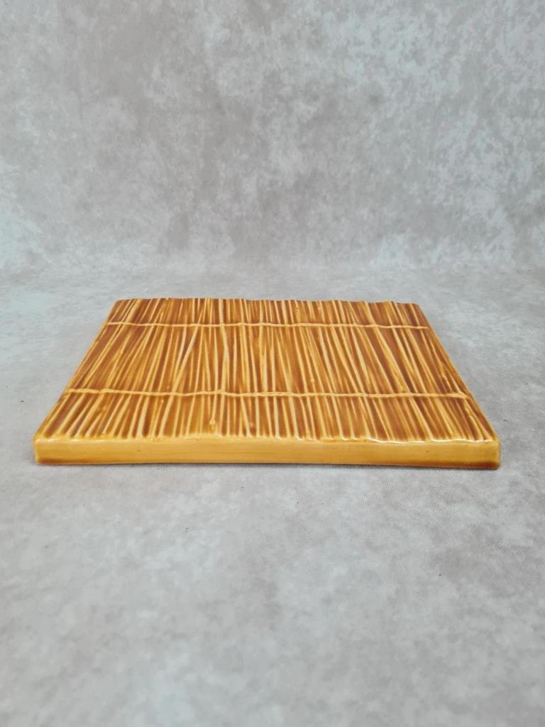 🍂 Dessous de plat vintage en faïence motif paille / osier