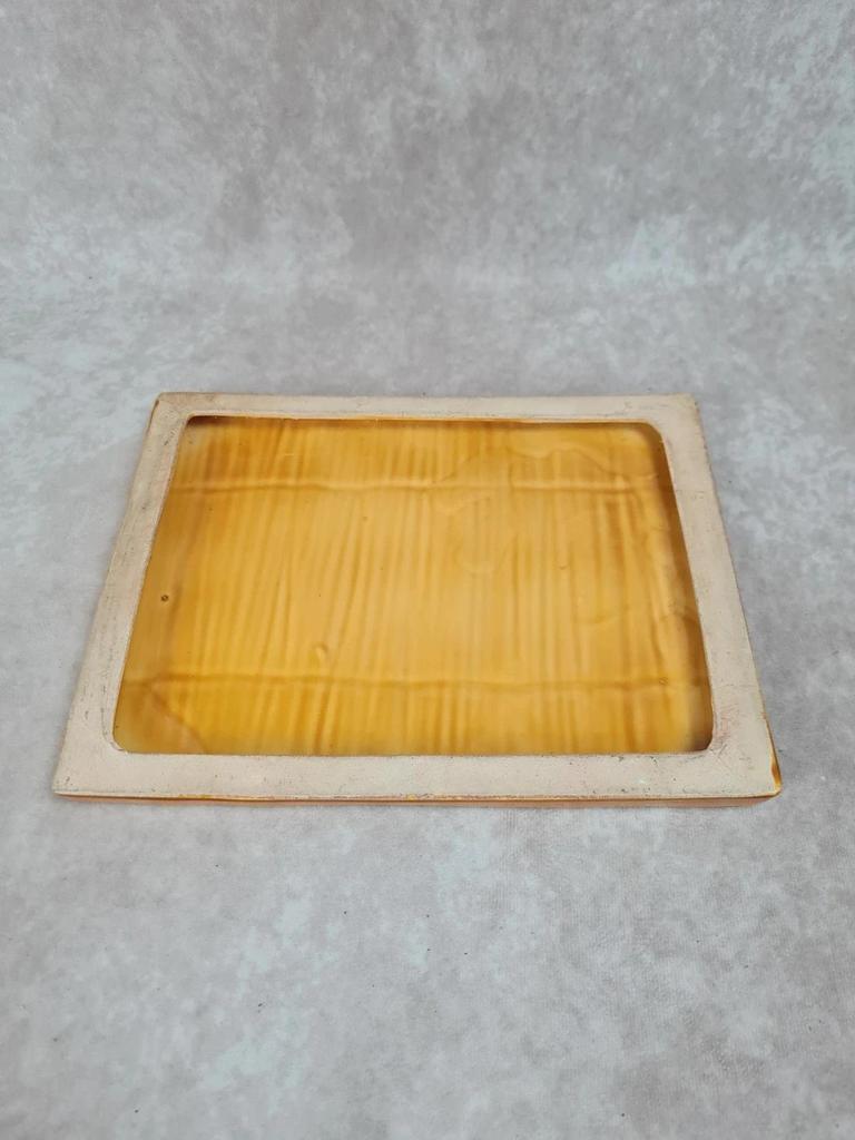 🍂 Dessous de plat vintage en faïence motif paille / osier