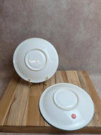 Lot de 2 assiettes à dessert vintage en céramique blanche et bleu céladon