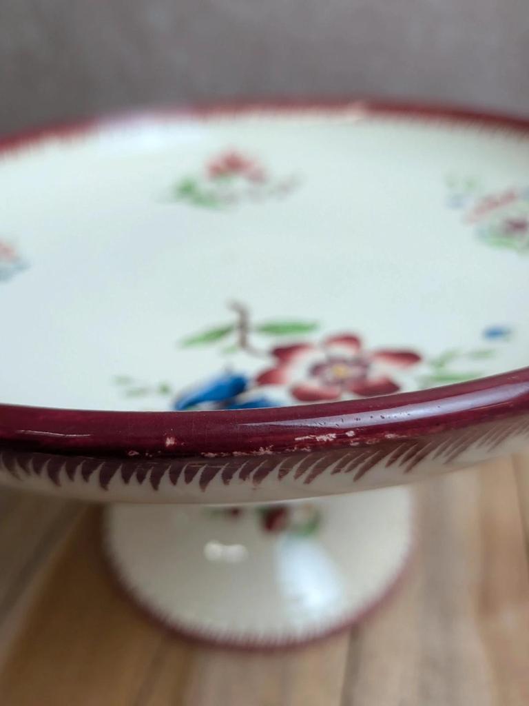 Compotier ancien Sarreguemines – modèle Strasbourg – décor floral