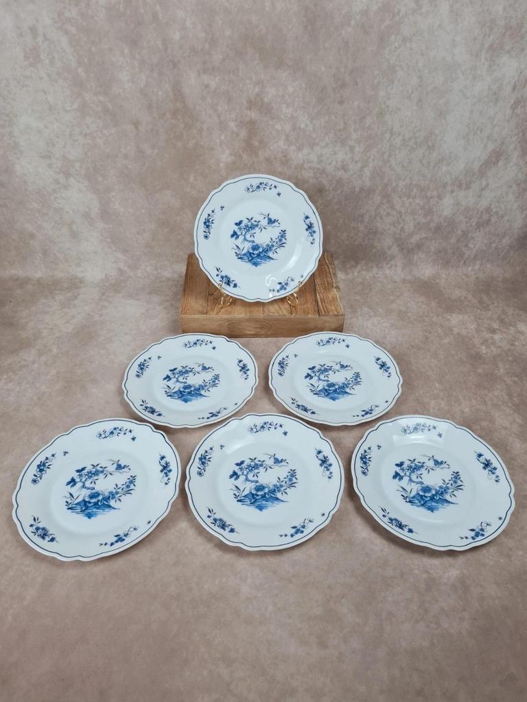 Lot de 6 assiettes Arcopal France 🦋 décor bleu fleuri