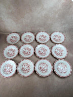 Lot de 12 assiettes creuses Seltmann Weiden Bavaria Theresia rouge