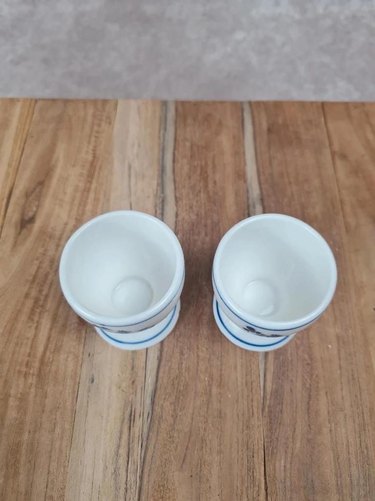 Duo de coquetiers vintage bleu & blanc – style Delft