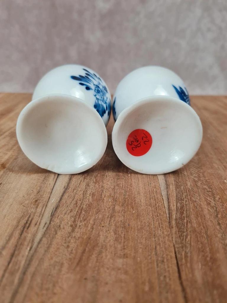 Duo de coquetiers vintage bleu & blanc – style Delft