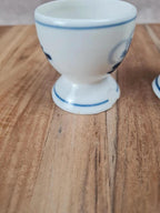 Duo de coquetiers vintage bleu & blanc – style Delft