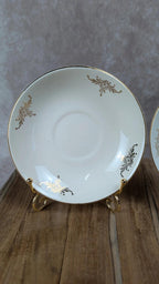 Duo de sous - tasses anciennes Sarreguemines & Digoin – décor doré